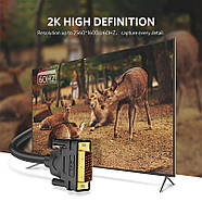 Кабель DVI Male на DVI Male 24+1/24+5 двонаправлений UGREEN Cable Gold Plated 2K60Hz 1.5м (чорний) DV101, фото 3