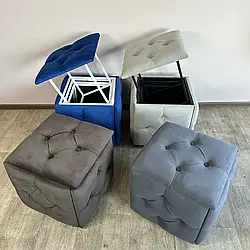 Пуф-трансформер 5 в 1 каретна стяжка каркас білий