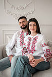 Вишиванки для пари з білого льону, червоно-чорна вишивка, арт. 4651+4264, фото 2
