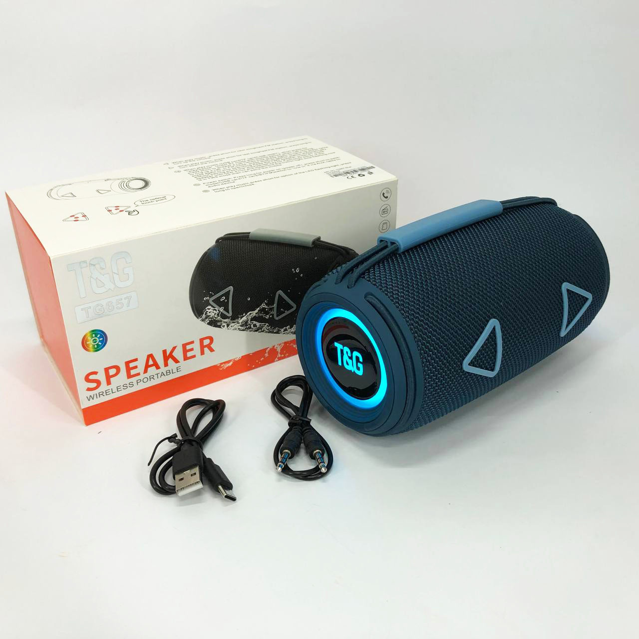 Bluetooth-колонка TG657 з RGB підсвічуванням 1500 mAh. Колір: синій