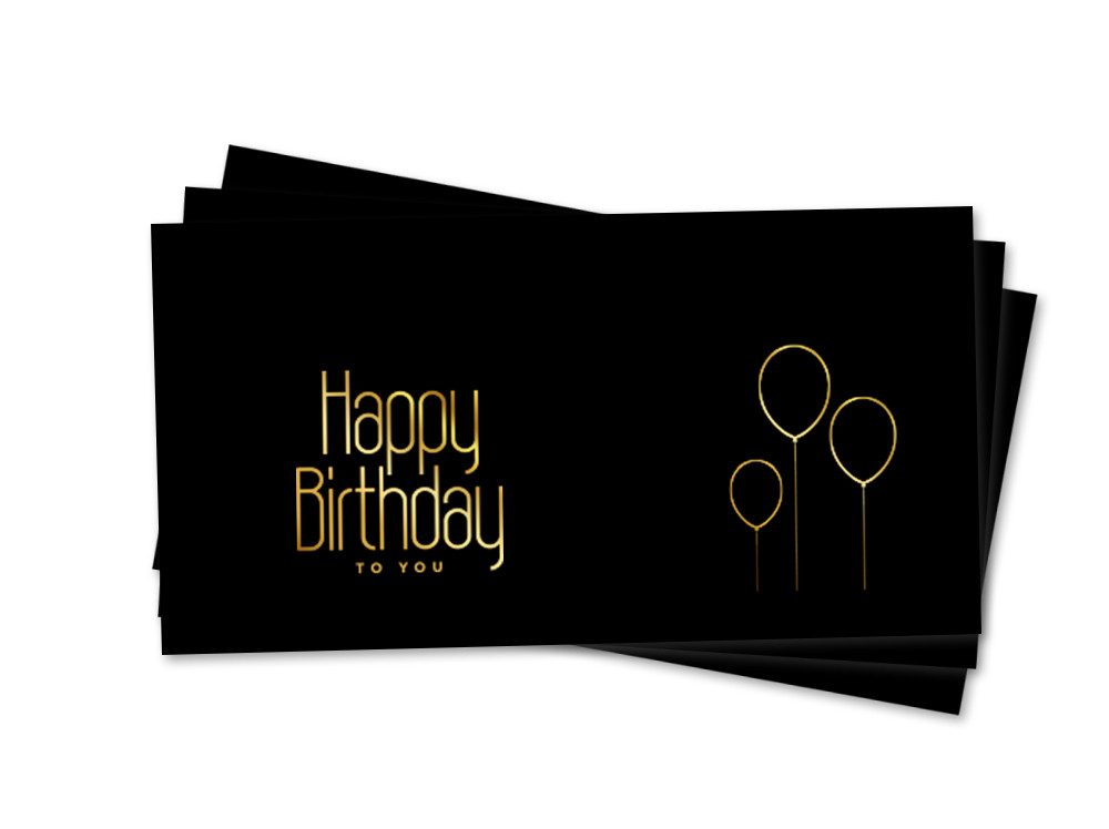 Конверт на гроші "HappyBirthday ballon"  black золото