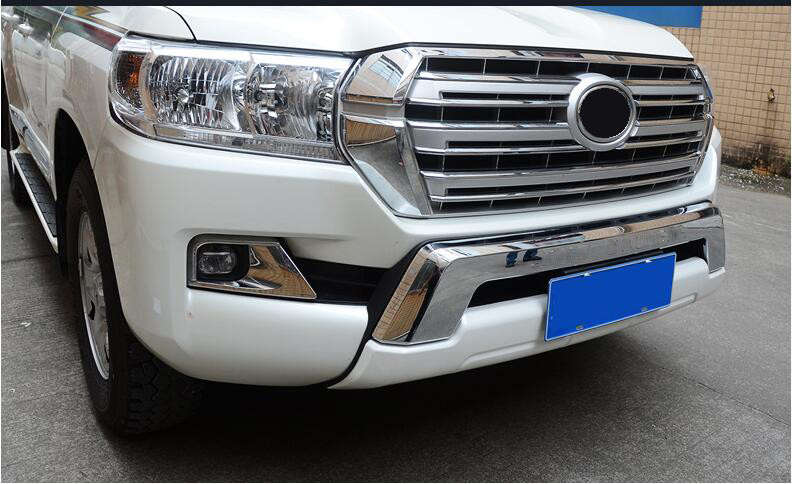 Передня накладка 2012-2016 (EA-style, без спідниці) Білий колір для Toyota Land Cruiser 200