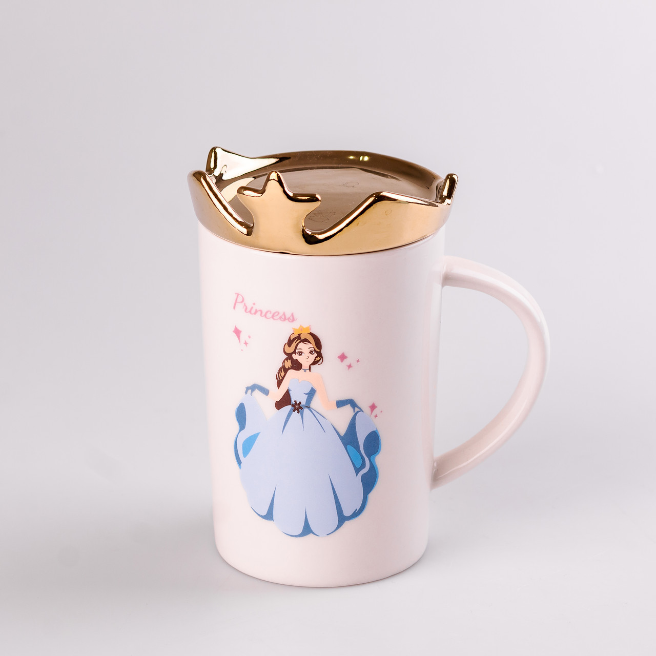Чашка керамічна Princess 400мл з кришкою Білий, фото 1