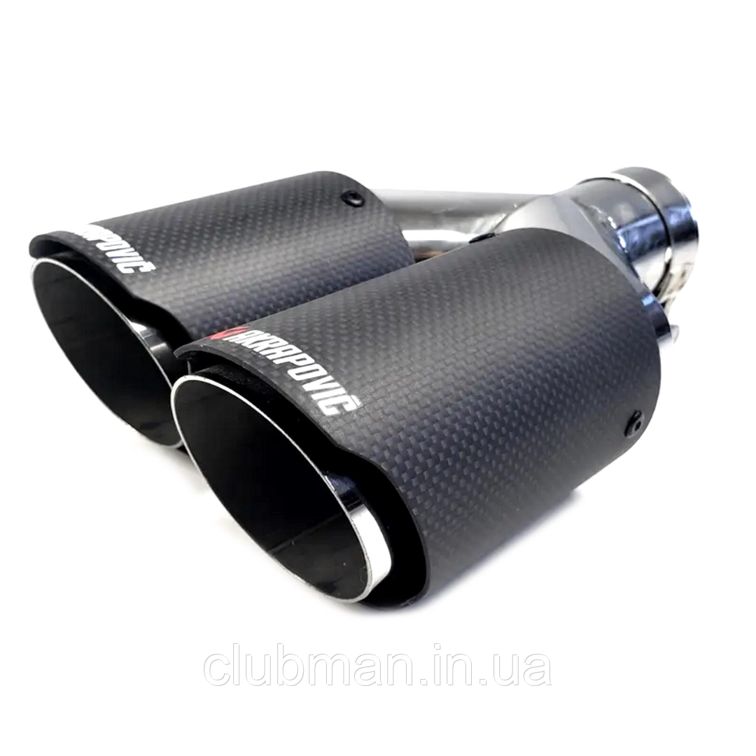 Насадка на глушник AKRAPOVIC Y-образна (Акрапович) Карбон (мат), 54/76 мм (Ліва)