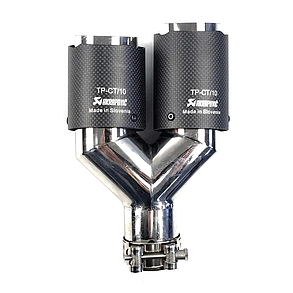 Насадка на глушник AKRAPOVIC Y-образна (Акрапович) Карбон (мат), 54/76 мм (Ліва), фото 4