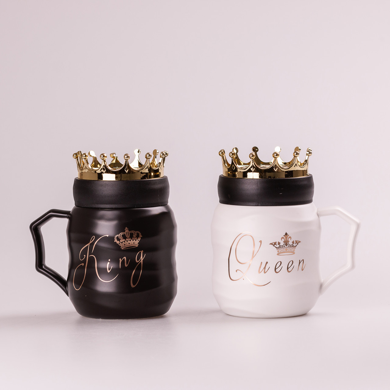 Набір керамічних чашок Queen & King 450 з кришкою 2 штуки чашка з кришкою, фото 1