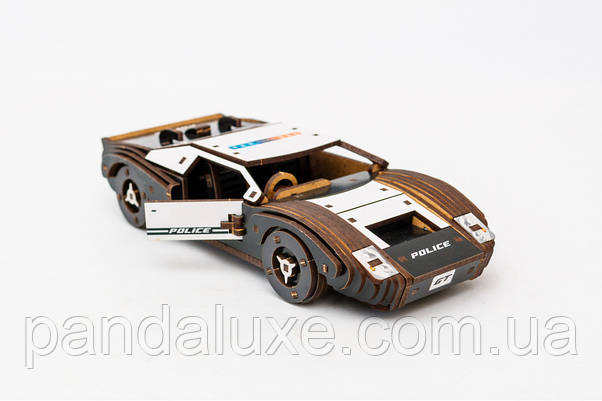 Дерев'яний 3D конструктор гоночне авто Fast car Gt, модель 164 деталей, фото 4