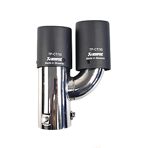 Насадка на глушник AKRAPOVIC H-образна V2 (Акрапович) Карбон (мат), 54/76 мм (Ліва), фото 3