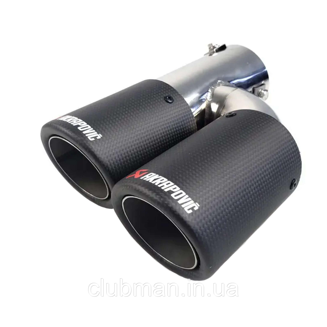 Насадка на глушник AKRAPOVIC H-образна V2 (Акрапович) Карбон (мат), 54/76 мм (Ліва)