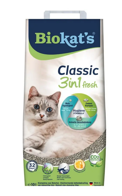 Biokat's Classic 3in1 Fresh 10л наповнювач бентонітовий