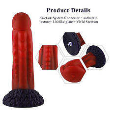 Силиконовый дилдо Hismith 8.35" Curved Silicone Dildo Red Monster Series, фото 5