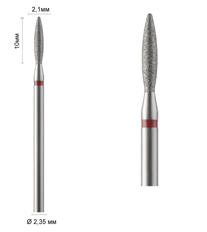 Фреза алмазна Ø 2,1 мм 242 полум'я подовжене, червона насічка 514-021 DLX, фото 1