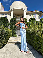 Голубое шелковое платье