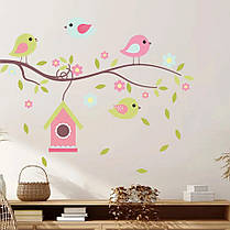 Наклейка BRUP на стіну Pretty birds Пташки біля будиночка (лист 40 х 60 см) Б77-3, фото 5