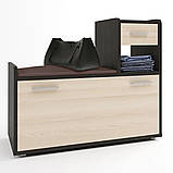 Тумба для взуття з м'яким сидінням Тандем (права) Дуб сонома, Трюфель (90х38х74 см) Еверест, фото 3