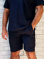 Шорты оптом мужские черные с карманами норма вышивка, трикотажные шорты для мужчин р.46 48 50 52 54