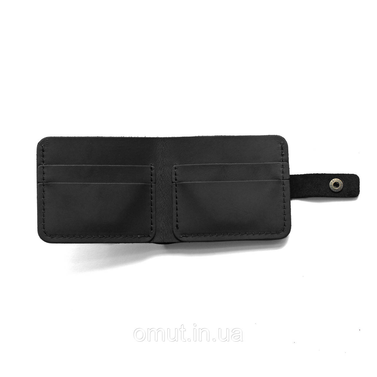 Чорний гаманець (портмоне) з натуральної шкіри Liberty BLACK з фіксацією на кнопці, фото 1