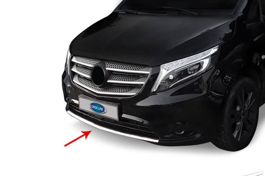 Накладки на передній бампер (нерж) для Mercedes Vito / V-class W447 2014-2024 рр, фото 1