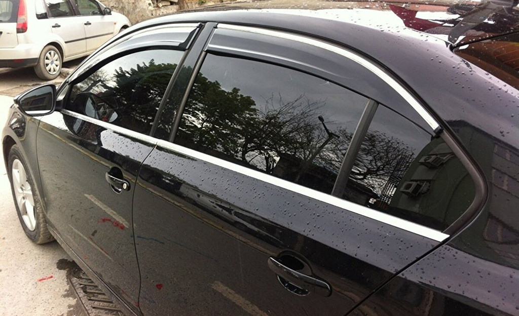 Вітровики з хромом (4 шт., Sunplex Chrome) для Volkswagen Jetta 2011-2018 рр
