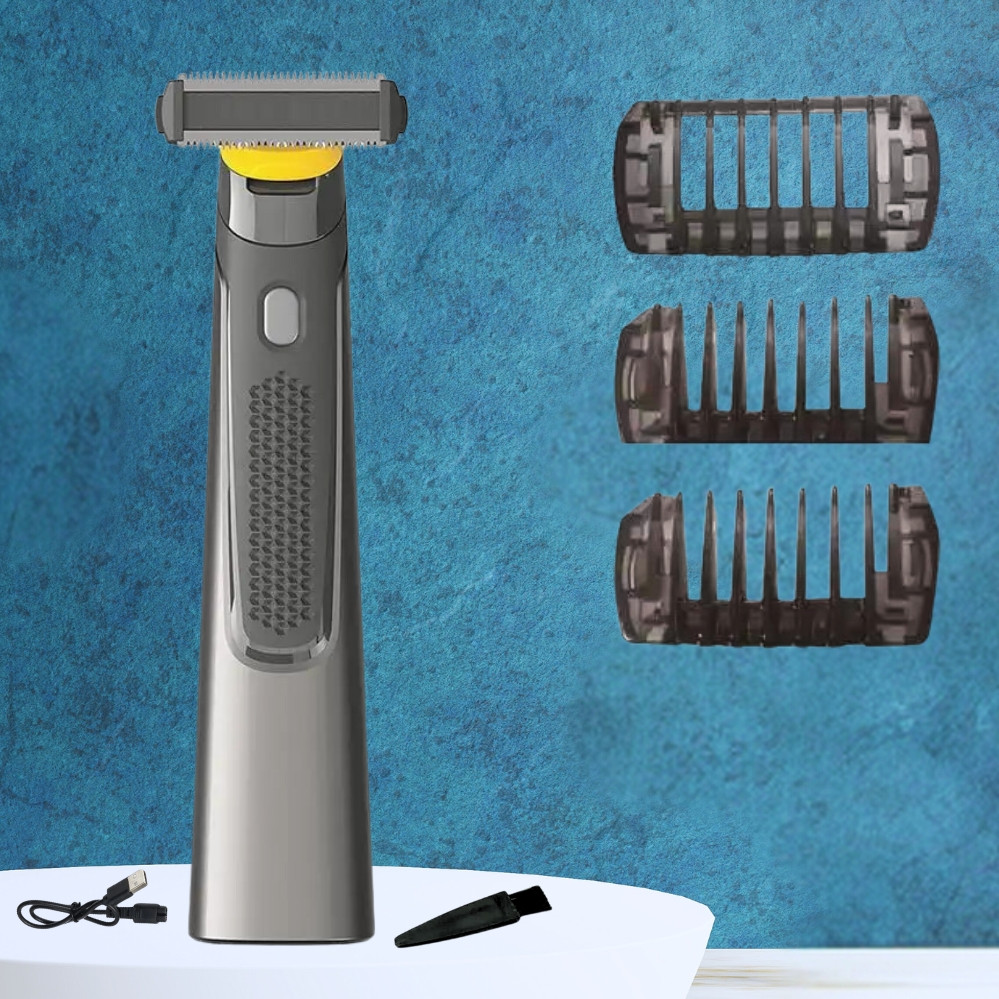 Акумуляторний триммер для бороди та тіла Micro Trimmer портативний для сухого гоління з 3 насадками