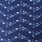 Відріз трикотаж стрейч кулір перфорований квітковий принт темно-синій 1,2м