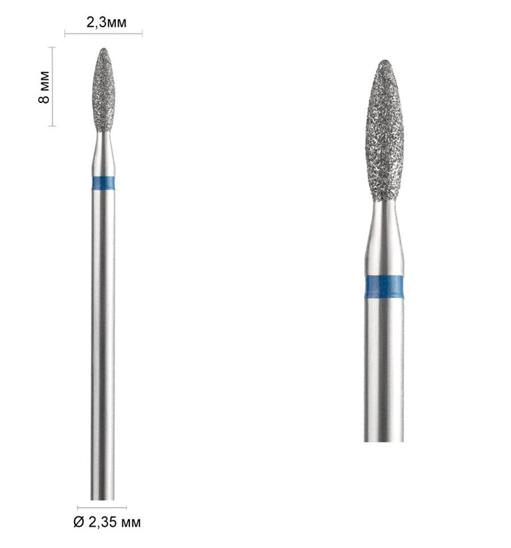 Фреза алмазна Ø 2,3 мм 243 полум'я, синя насічка 524-023 DLX, фото 1