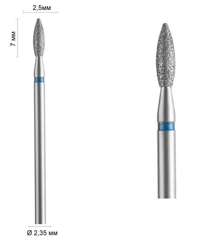 Фреза алмазна Ø 2,5 мм 243 полум'я, синя насічка 524-025 DLX, фото 1