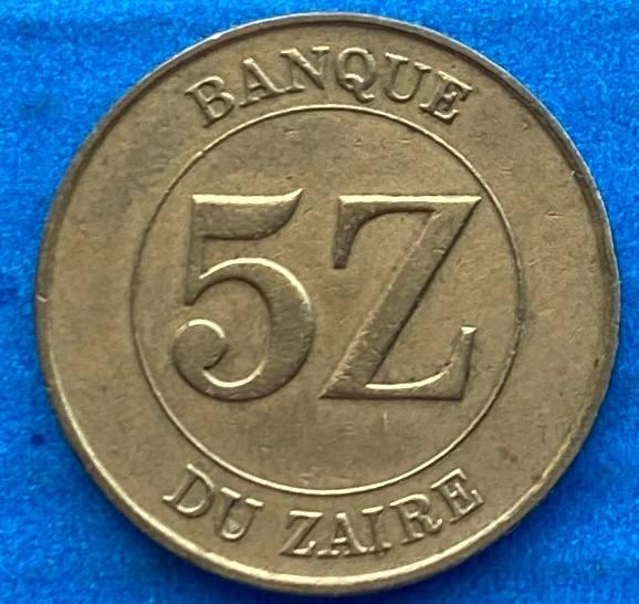 Монета Заїру 5 заїр 1987 р., фото 1