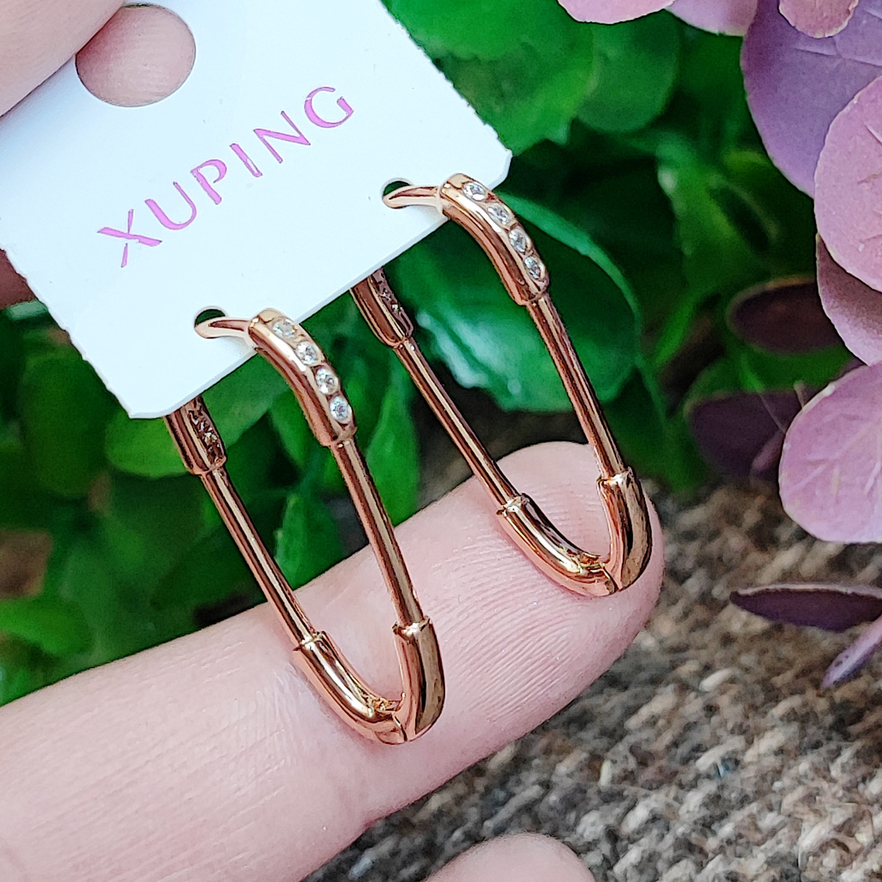 Сережки Xuping довжина 2.6см медичне золото позолота 18К шпильки с1442