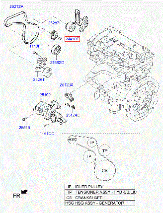 Ролик ременя струмкового Sonata K5 Optima (у зборі) Hybrid MOBIS 252832E650, фото 1