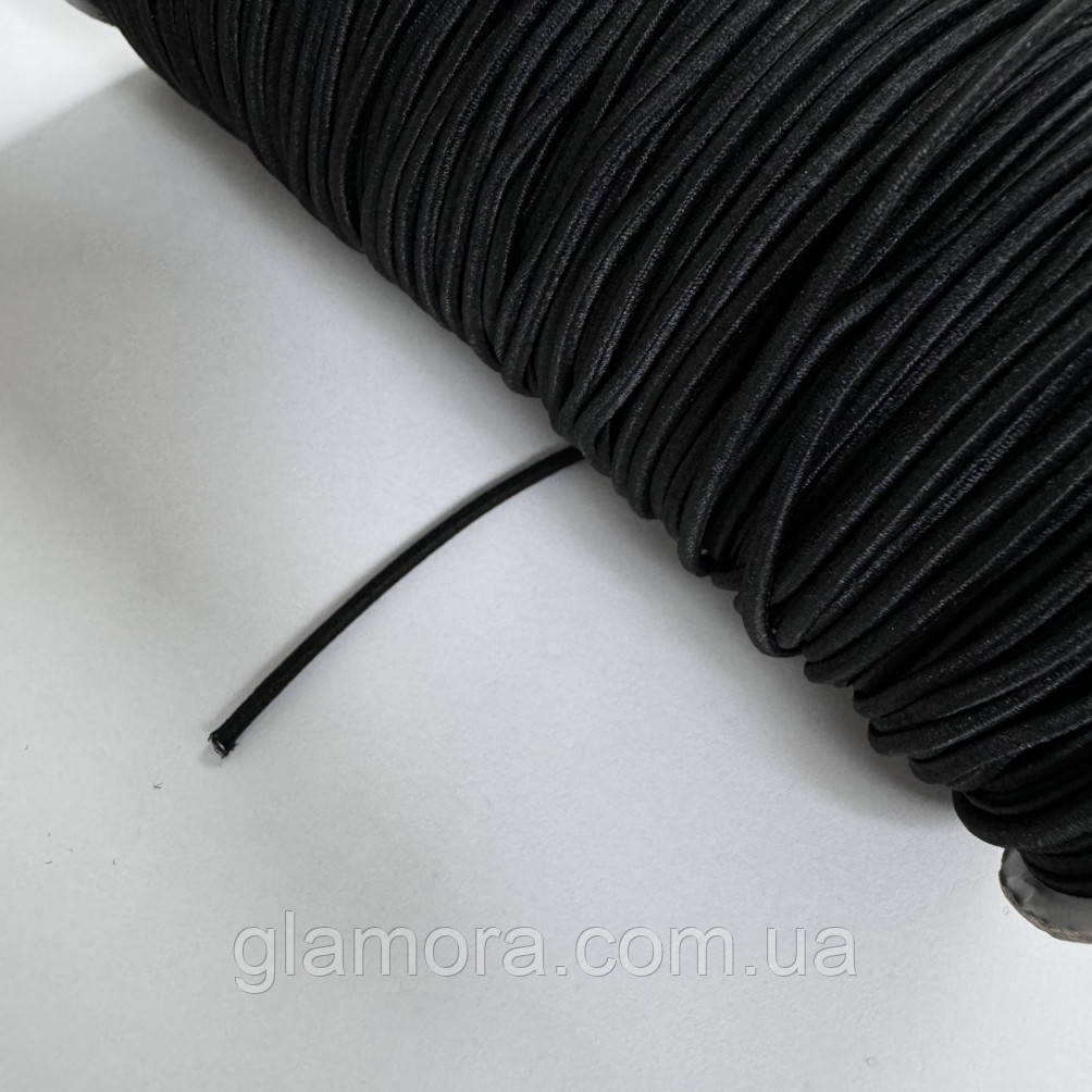 Резинка кругла, колір- чорний (діаметр 2мм)*1м, фото 1