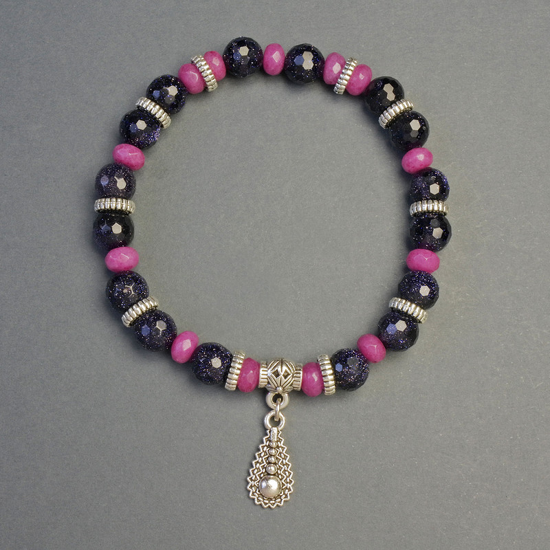 Браслет Авантюрин та Фосфоседеріт з підвіскою d-8мм та 6мм+- L-18см+- стрейч купити біжутерію дешево оптом в інтернеті