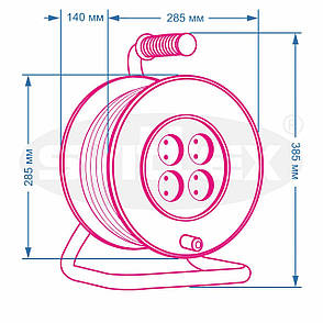 Подовжувач на котушці 40 м із перерізом дроту 2х2,5 мм2, фото 2