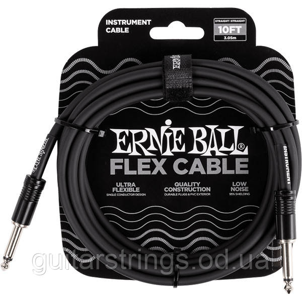 Кабель для гитары Ernie Ball 6434 Flex Instrument Cable 3.05m Straight /Straight Black