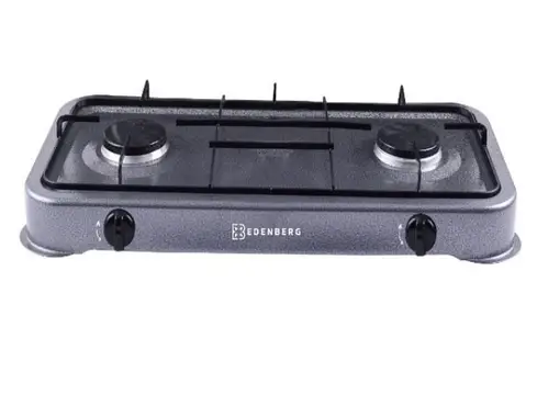 Газова плита настільна таганок Edenberg EB-62302 на 2 конфорки (Графіт), фото 1