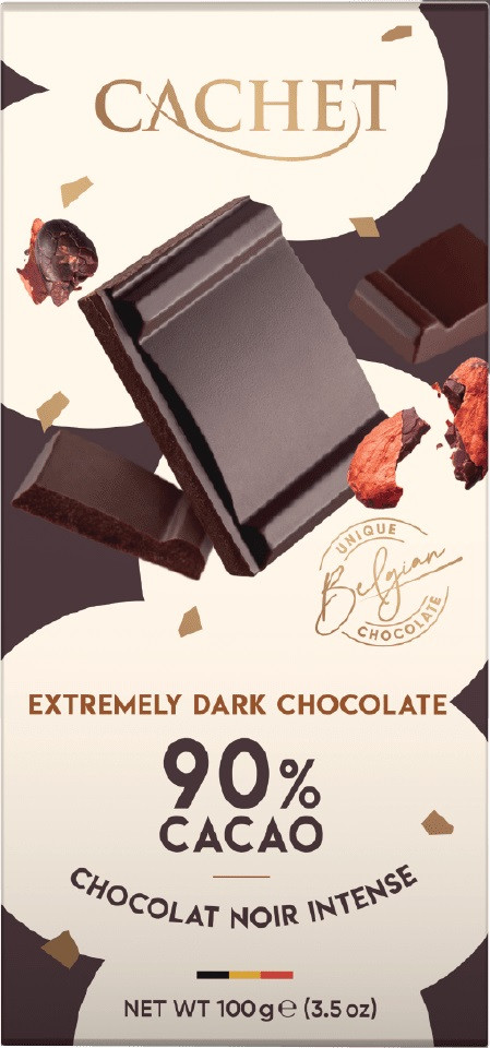 Шоколад Екстра Чорний Кашет Cachet Extremely Dark Chocolate 90% Какао 100 г Бельгія
