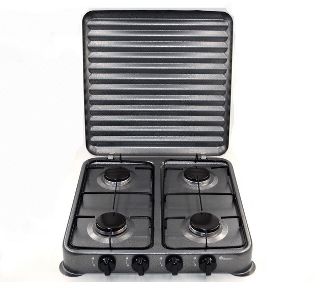 Газова плита таганок настільна Domotec MS-6604 на 4 конфорки (Графіт), фото 1