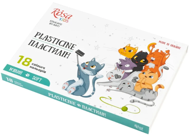 Пластилін "ROSA Kids" Cats 18 кольор. зі стеком,288гр №302103(5), фото 1