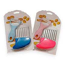 Набір ножів MagicKitchen #1655 ніж для фігурного нарізання сиру та овочів + економка з керамічним лезом, фото 2