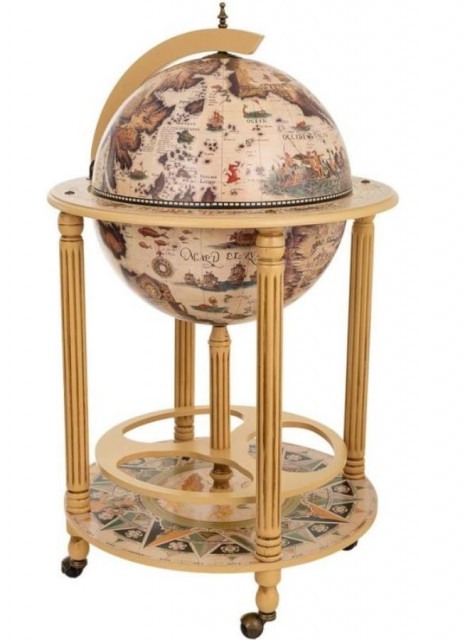 Глобус бар підлоговий Карта світу слонова кістка сфера 45 см 45003WW17