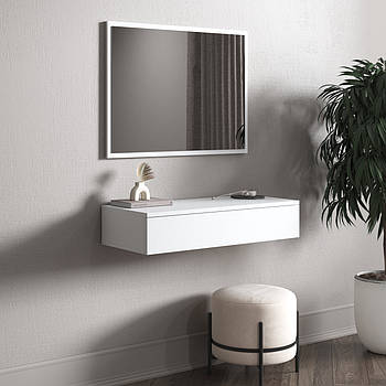 Підвісний туалетний столик з ящиком колір білий (без дзеркала) 80*15*30см