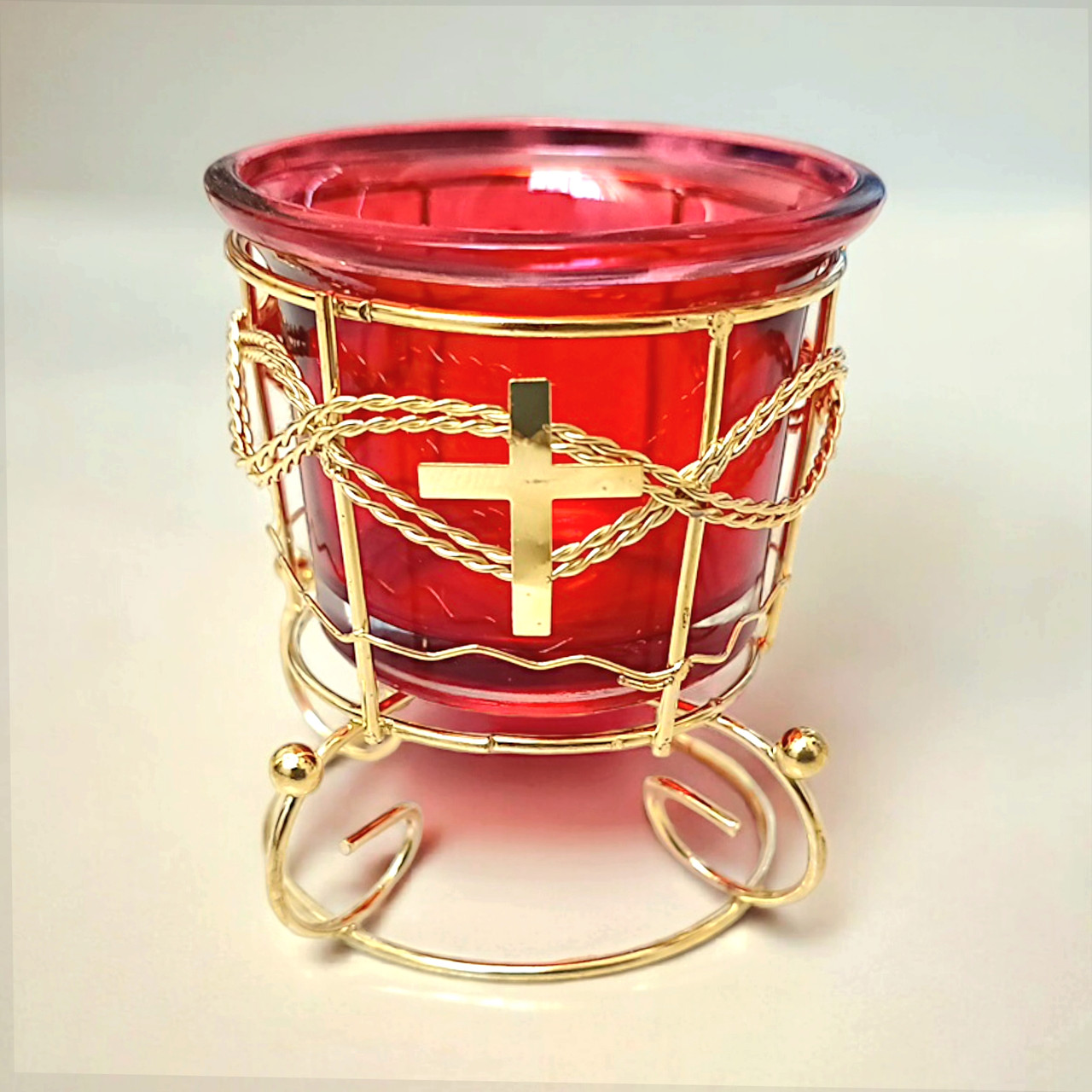 Лампада красная стеклянная в металлическом стаканчике (ID#1720901782 ...