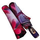 Жіноча парасолька напівавтомат на 9 спиць із квітковим принтом від Frei Regen фіолетова ручка 09085-6, фото 2