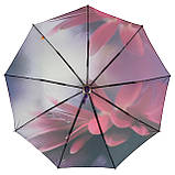 Жіноча парасолька напівавтомат на 9 спиць із квітковим принтом від Frei Regen фіолетова ручка 09085-6, фото 4