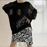 Светр оверсайз рваний жіночий в'язаний туніка, фото 2