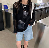 Светр оверсайз рваний жіночий в'язаний туніка, фото 7