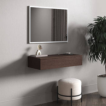 Туалетний підвісний столик на стіну з шухлядою колір Венге темний  80*15*30см