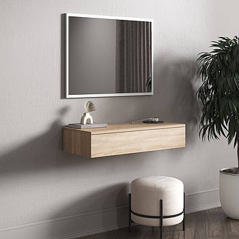 Туалетний підвісний столик на стіну з шухлядою колір Дуб Сонома 80*15*30см