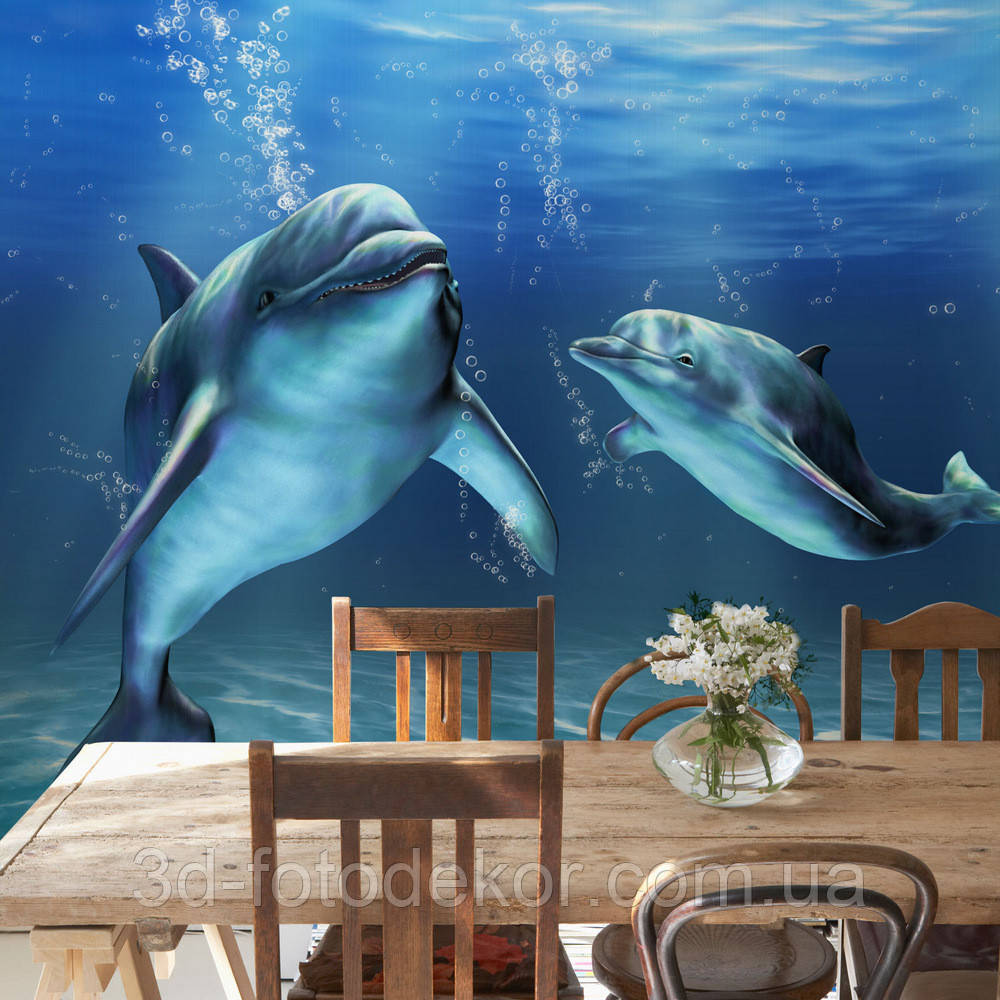 Фотообои "Дельфины в столовой" - Любой размер! Читаем описание! - фото 1 - id-p419353158