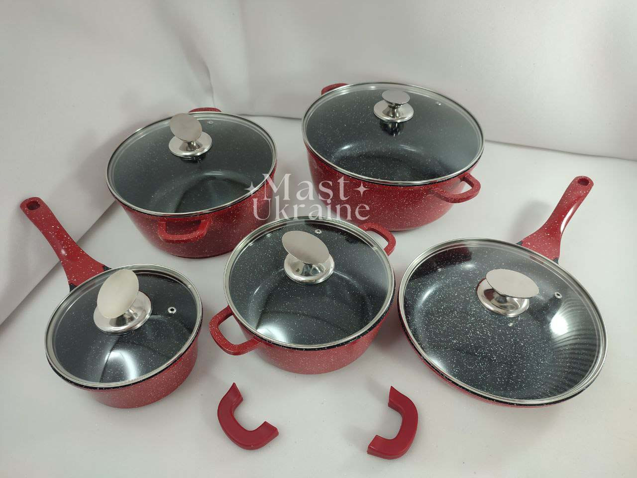 Набір каструль і сковорода з гранітним антипригарним покриттям, Набір посуду з гранітним покриттям — HK305, фото 1